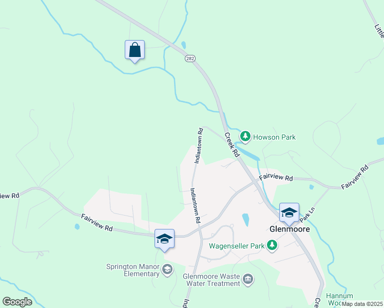 map of restaurants, bars, coffee shops, grocery stores, and more near 71 Indiantown Road in Glenmoore