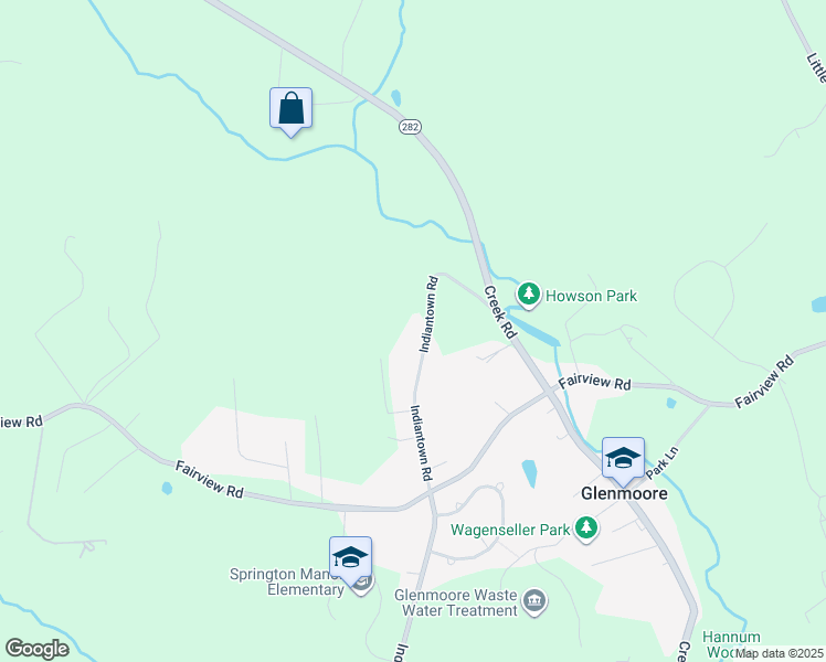 map of restaurants, bars, coffee shops, grocery stores, and more near 71 Indiantown Road in Glenmoore
