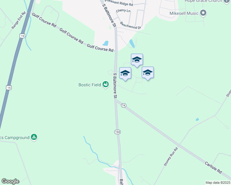 map of restaurants, bars, coffee shops, grocery stores, and more near 655 South Baltimore Street in Dillsburg