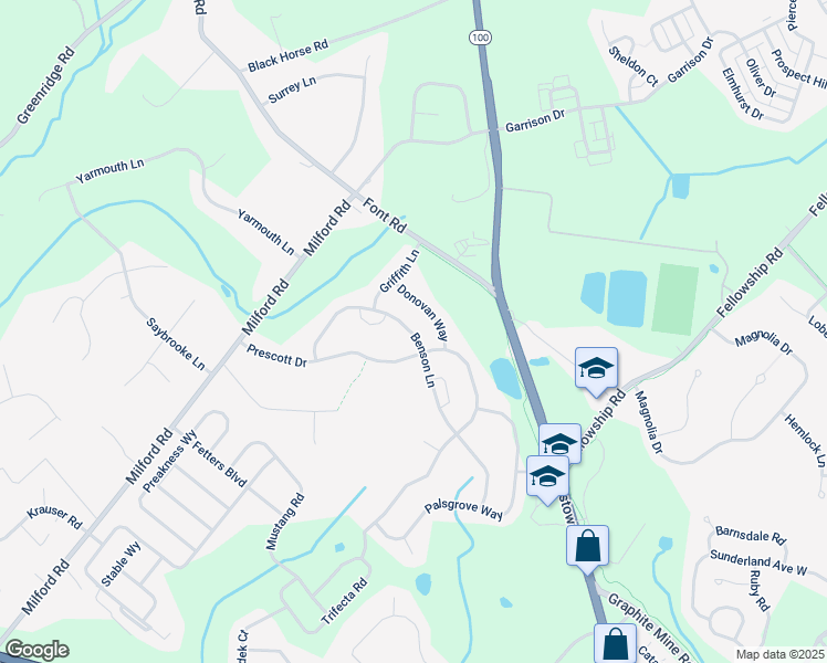 map of restaurants, bars, coffee shops, grocery stores, and more near 604 Benson Lane in Chester Springs