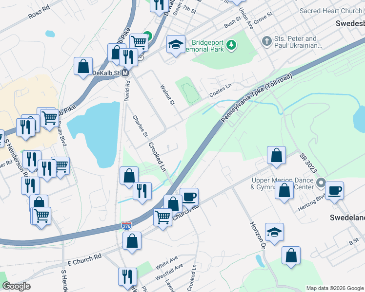 map of restaurants, bars, coffee shops, grocery stores, and more near 336 Manor Lane in King of Prussia