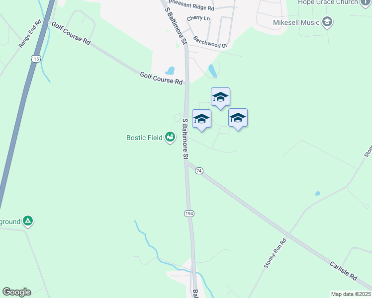 map of restaurants, bars, coffee shops, grocery stores, and more near 653 South Baltimore Street in Dillsburg
