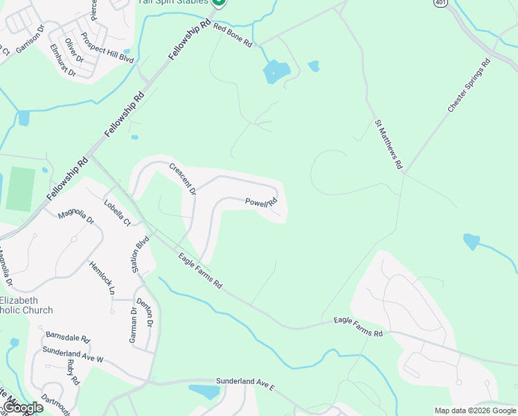 map of restaurants, bars, coffee shops, grocery stores, and more near 3956 Powell Road in Chester Springs