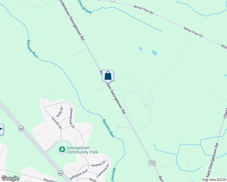 map of restaurants, bars, coffee shops, grocery stores, and more near 197 Bord Georgetown Road in Burlington County