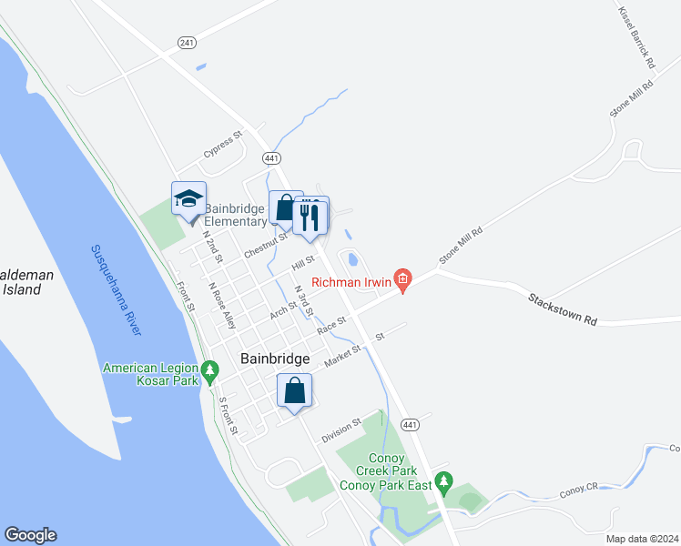 map of restaurants, bars, coffee shops, grocery stores, and more near 111 Skipjack in Lancaster