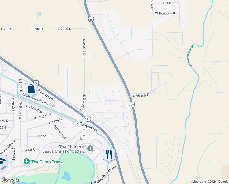 map of restaurants, bars, coffee shops, grocery stores, and more near 7398-7594 U.S. 89 in Spanish Fork