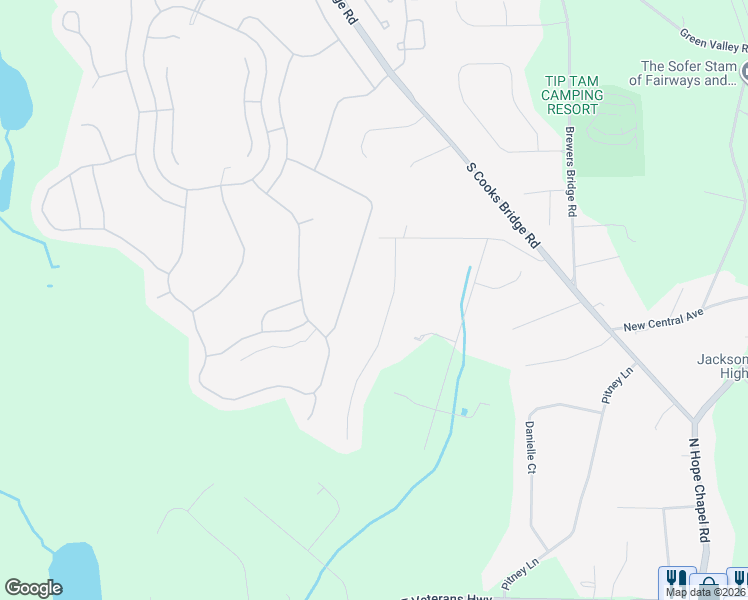 map of restaurants, bars, coffee shops, grocery stores, and more near 12 Meadow Run Court in Jackson Township