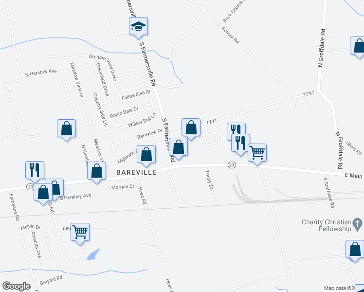 map of restaurants, bars, coffee shops, grocery stores, and more near 30 Battens Circle in Leacock-Leola-Bareville