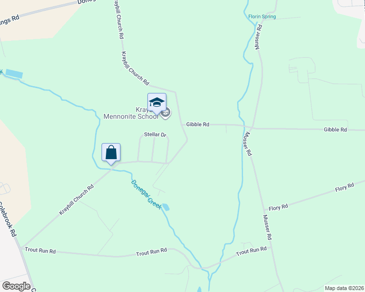 map of restaurants, bars, coffee shops, grocery stores, and more near 635 Kraybill Church Road in Mount Joy