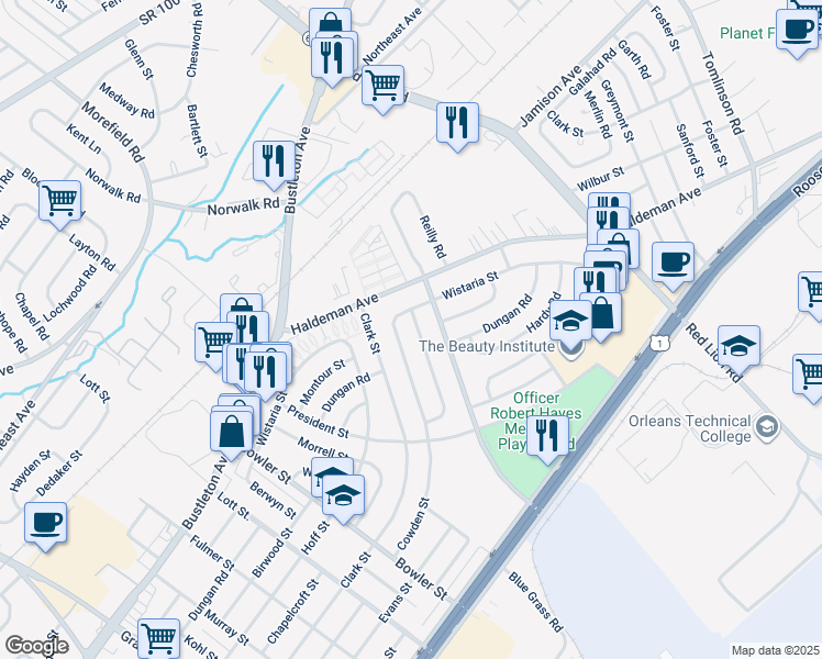 map of restaurants, bars, coffee shops, grocery stores, and more near 9872 Bonner Street in Philadelphia