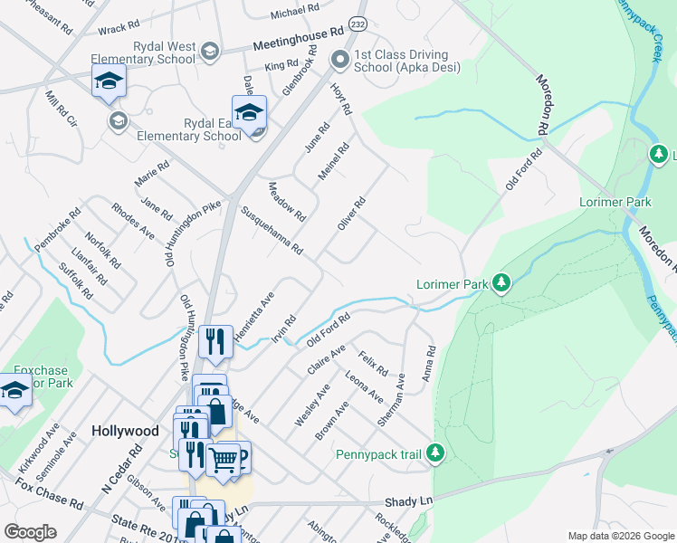 map of restaurants, bars, coffee shops, grocery stores, and more near 1118 Ballytore Road in Montgomery County