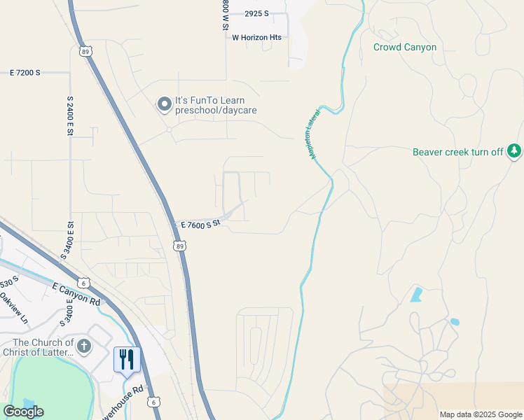 map of restaurants, bars, coffee shops, grocery stores, and more near South Woodland Avenue in Springville