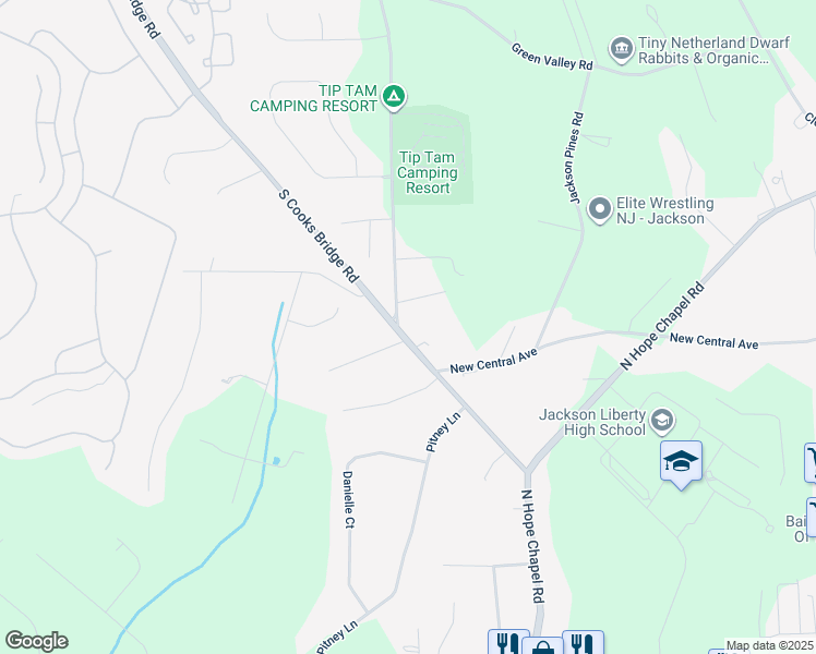 map of restaurants, bars, coffee shops, grocery stores, and more near 471 South Cooks Bridge Road in Jackson Township