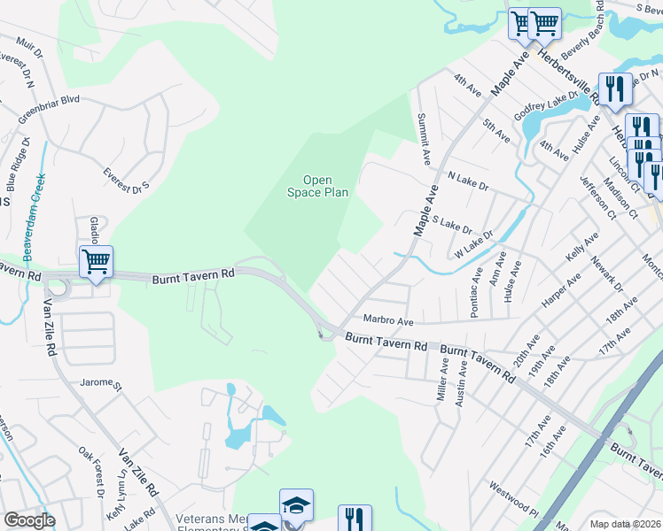 map of restaurants, bars, coffee shops, grocery stores, and more near 876 Koches Avenue in Brick Township
