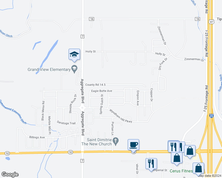map of restaurants, bars, coffee shops, grocery stores, and more near 3232 Eagle Butte Avenue in Frederick