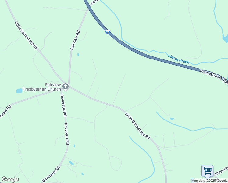 map of restaurants, bars, coffee shops, grocery stores, and more near 25 Denton Drive in Glenmoore