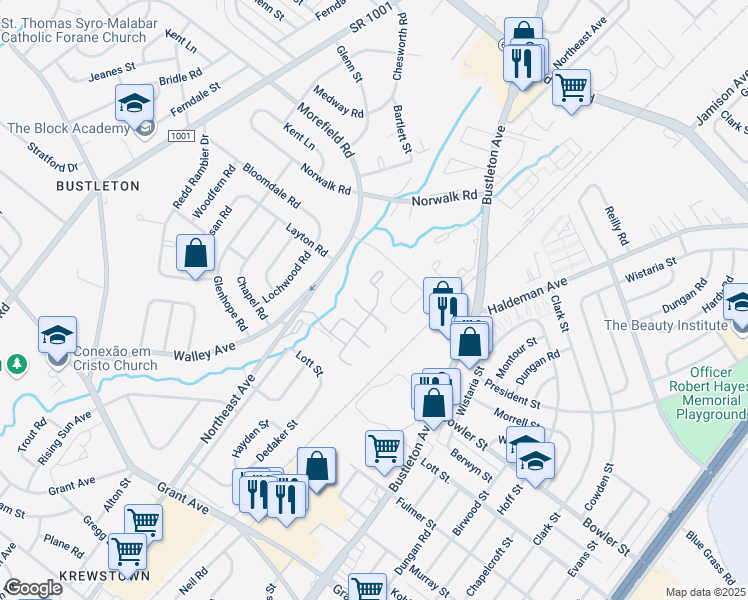 map of restaurants, bars, coffee shops, grocery stores, and more near 48 Country Lane Drive in Philadelphia