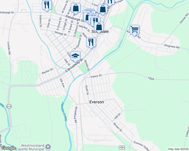 map of restaurants, bars, coffee shops, grocery stores, and more near 103 Vance Street in Everson