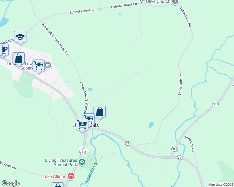 map of restaurants, bars, coffee shops, grocery stores, and more near in Jones Mills