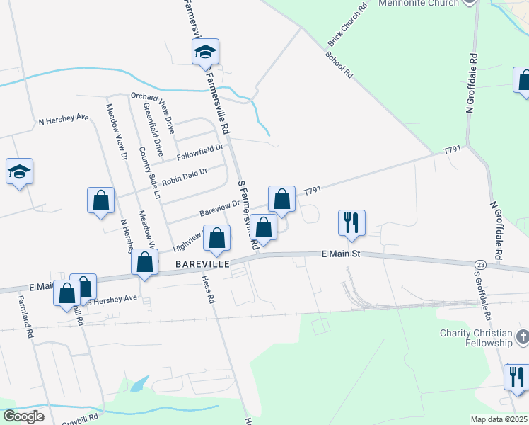 map of restaurants, bars, coffee shops, grocery stores, and more near 10 Battens Circle in Leacock-Leola-Bareville