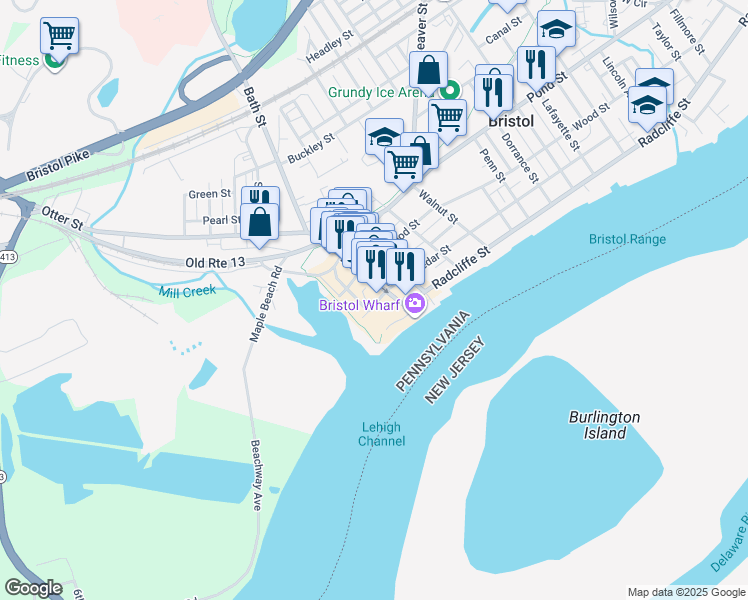 map of restaurants, bars, coffee shops, grocery stores, and more near 200 Mill Street in Bristol