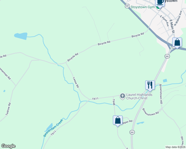 map of restaurants, bars, coffee shops, grocery stores, and more near in Stoystown