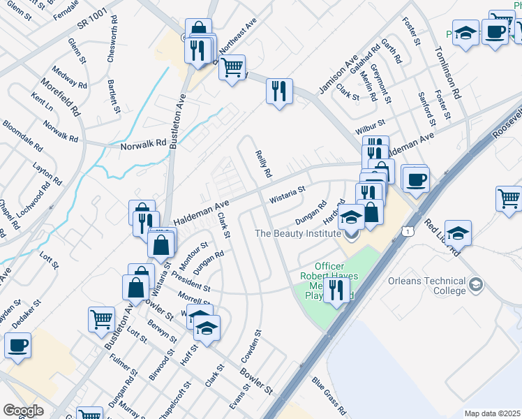 map of restaurants, bars, coffee shops, grocery stores, and more near 2102 Conwell Avenue in Philadelphia