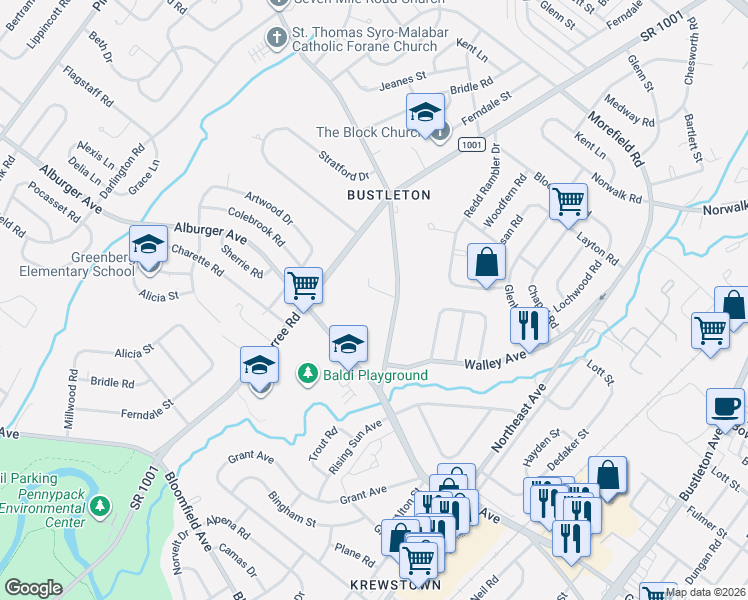 map of restaurants, bars, coffee shops, grocery stores, and more near 1064 Welsh Road in Philadelphia