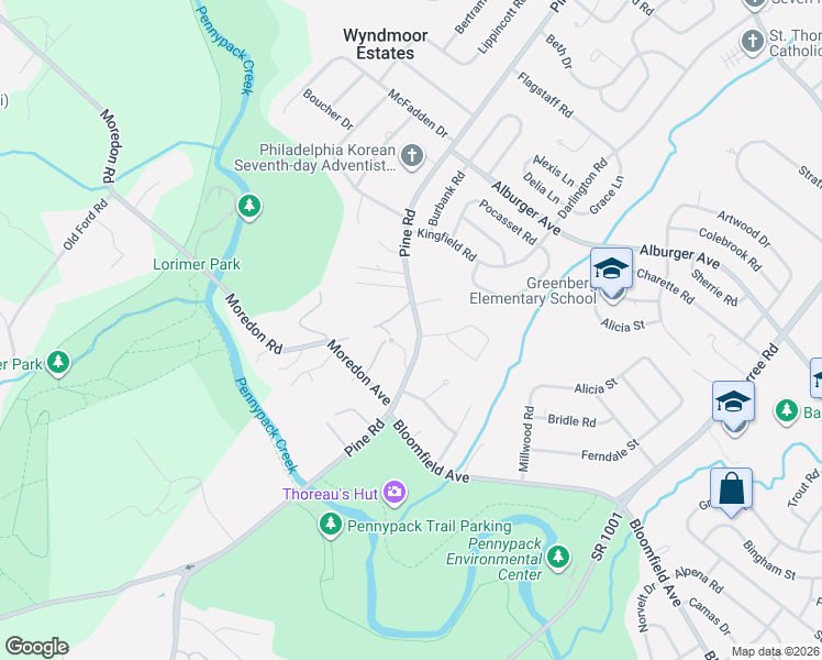 map of restaurants, bars, coffee shops, grocery stores, and more near 9000 Pine Road in Philadelphia