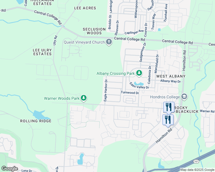 map of restaurants, bars, coffee shops, grocery stores, and more near 5874 Tarrycrest Drive in Westerville