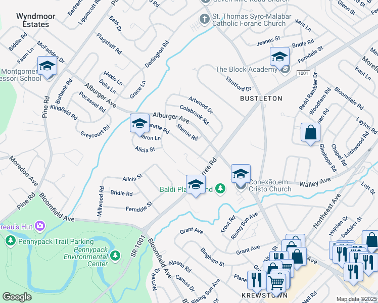 map of restaurants, bars, coffee shops, grocery stores, and more near 738 Charette Road in Philadelphia