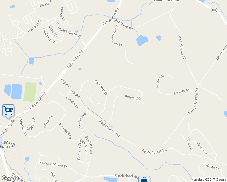 map of restaurants, bars, coffee shops, grocery stores, and more near 3993 Powell Road in Chester Springs