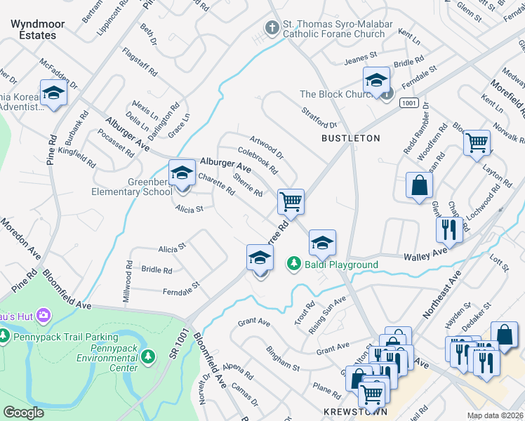 map of restaurants, bars, coffee shops, grocery stores, and more near 749 Charette Road in Philadelphia