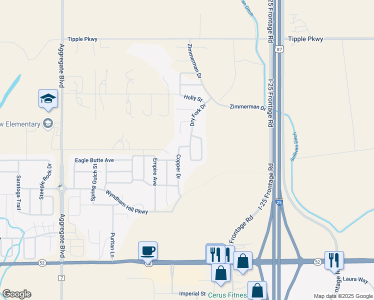 map of restaurants, bars, coffee shops, grocery stores, and more near 6417 Dry Fork Circle in Frederick