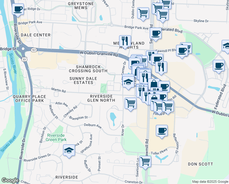 map of restaurants, bars, coffee shops, grocery stores, and more near 3039 Glenloch Circle in Dublin