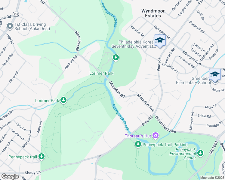 map of restaurants, bars, coffee shops, grocery stores, and more near 54 Moredon Road in Montgomery County