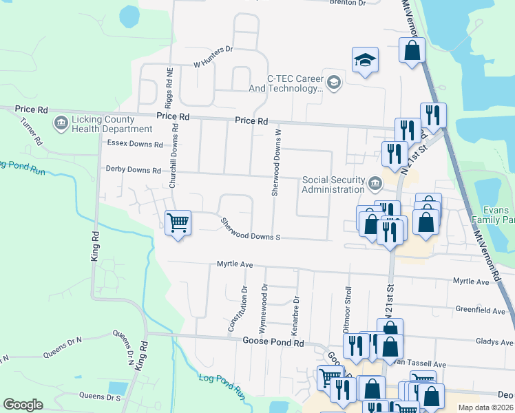 map of restaurants, bars, coffee shops, grocery stores, and more near 460 Courtney Drive in Newark