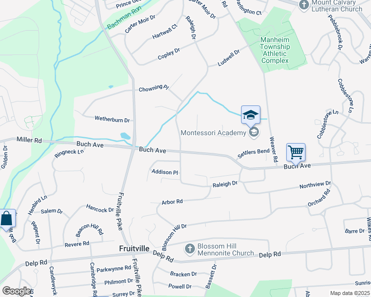 map of restaurants, bars, coffee shops, grocery stores, and more near 2401 Raleigh Dr in Lancaster