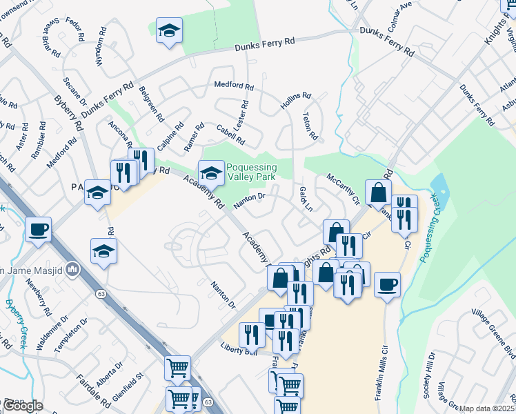 map of restaurants, bars, coffee shops, grocery stores, and more near 3612 Grayton Place in Philadelphia