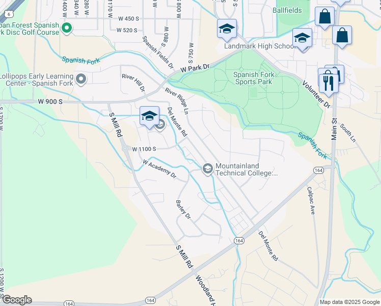 map of restaurants, bars, coffee shops, grocery stores, and more near 787 West 1120 South in Spanish Fork