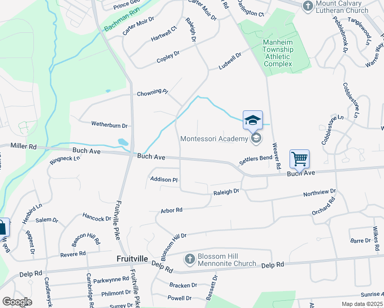 map of restaurants, bars, coffee shops, grocery stores, and more near 367 Buch Avenue in Lancaster