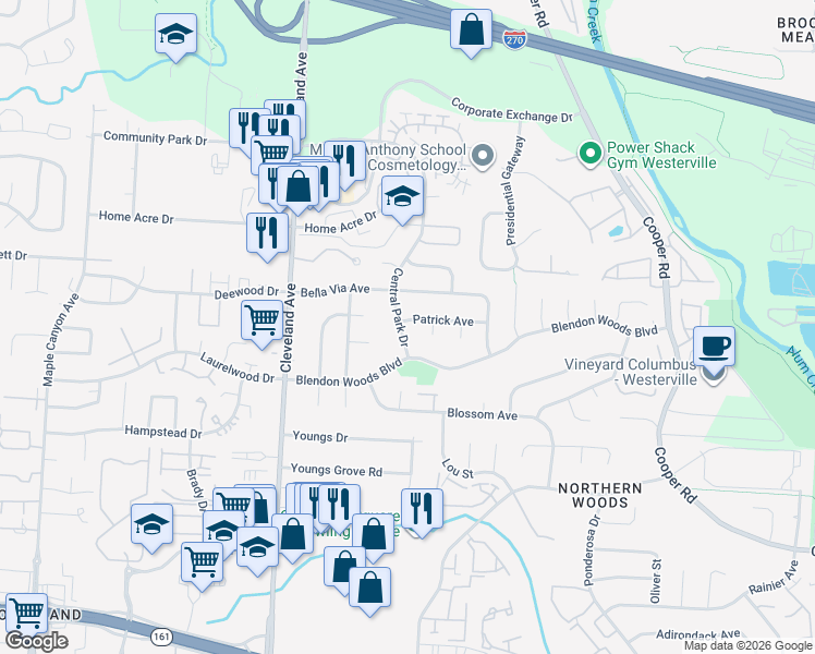 map of restaurants, bars, coffee shops, grocery stores, and more near 2691 Patrick Avenue in Columbus