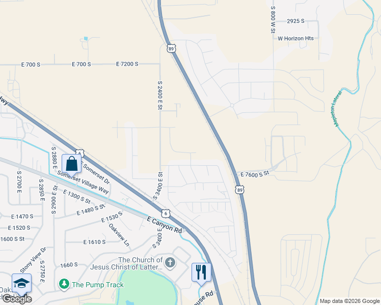 map of restaurants, bars, coffee shops, grocery stores, and more near 3592 East 1120 South in Spanish Fork