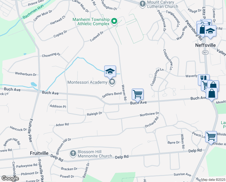 map of restaurants, bars, coffee shops, grocery stores, and more near 213 Settlers Bend in Lancaster