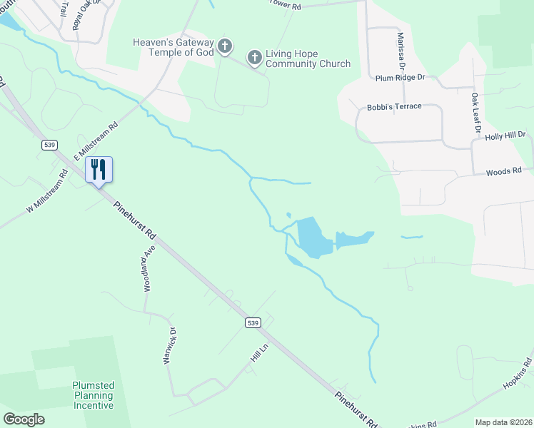 map of restaurants, bars, coffee shops, grocery stores, and more near 510 County Road 539 in Plumsted