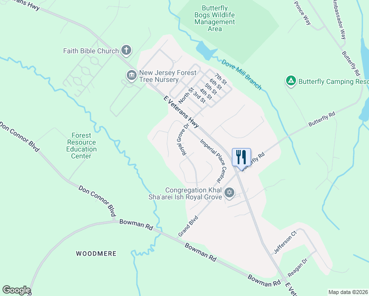 map of restaurants, bars, coffee shops, grocery stores, and more near 6 Noble Court in Jackson Township