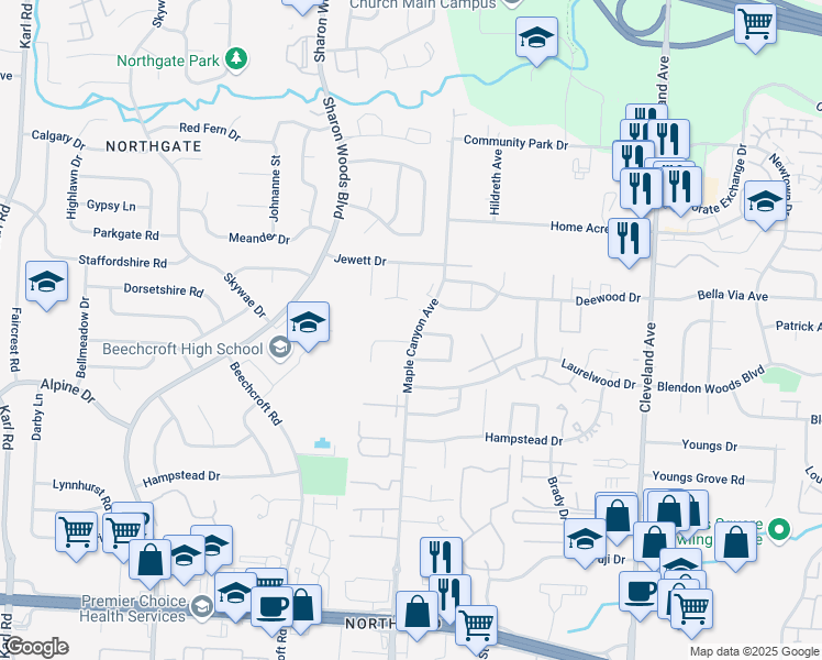 map of restaurants, bars, coffee shops, grocery stores, and more near 6285 Maple Canyon Avenue in Columbus