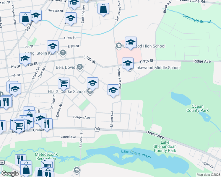 map of restaurants, bars, coffee shops, grocery stores, and more near 127 Vintage Circle in Lakewood