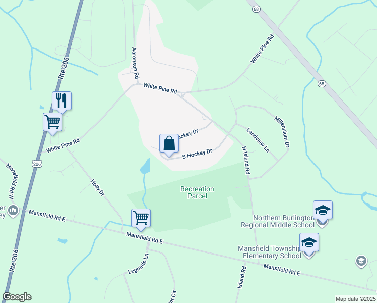map of restaurants, bars, coffee shops, grocery stores, and more near 33 South Hockey Drive in Mansfield