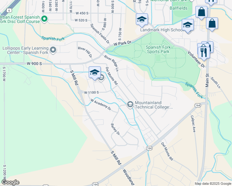 map of restaurants, bars, coffee shops, grocery stores, and more near 787 West 1120 South in Spanish Fork